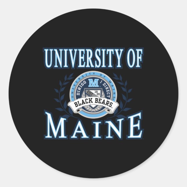 Maine Black Bears Laurels Classic Round Sticker (Front)