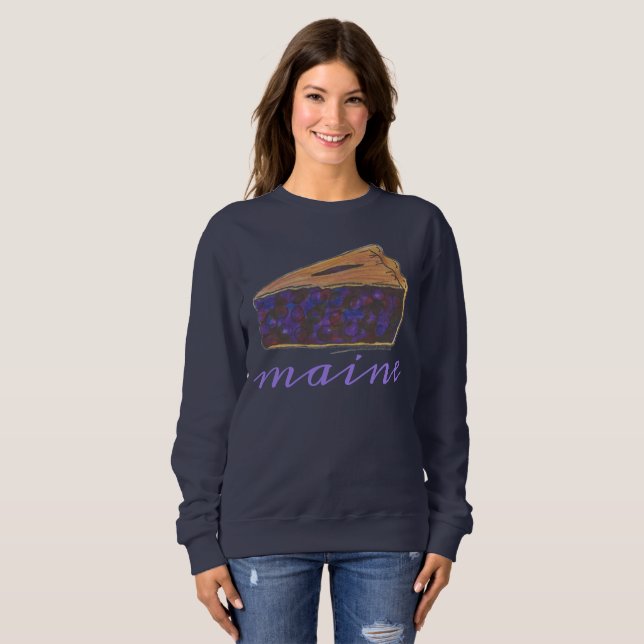 Maine Blueberry Pie Slice Piece Baking Foodie Blue Sweatshirt (Front Full)