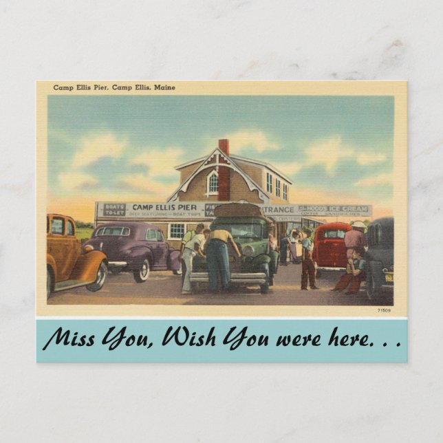 Maine, Camp Ellis Pier Postcard (Front)
