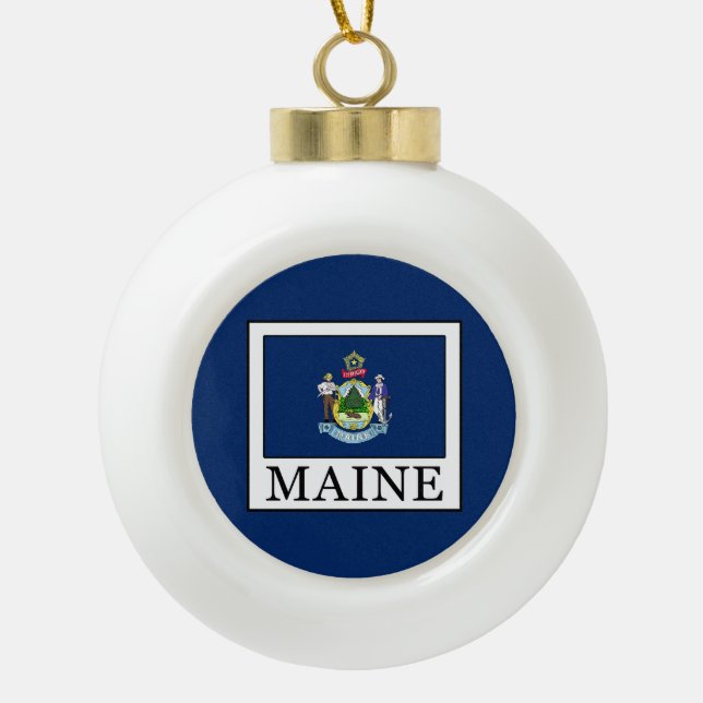 Maine Ceramic Ball Christmas Ornament (Front)