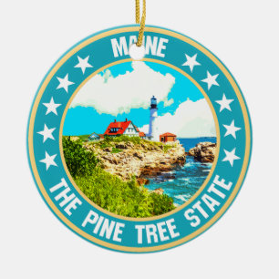 Maine ceramic ornament