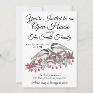 Maine Chickadee Bird Winter Christmas Holiday Snow Invitation