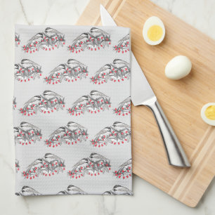 Maine Chickadee Bird Winter Christmas Holiday Snow Tea Towel