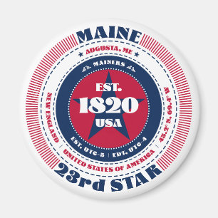 Maine Circle Typography Souvenir Magnet