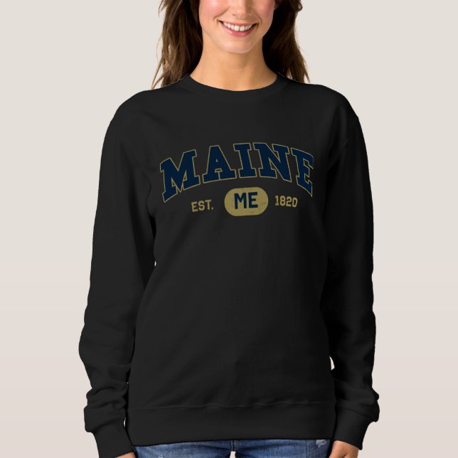 Maine Classic Collegiate Varsity Style COZY Maine Sweatshirt (Front)