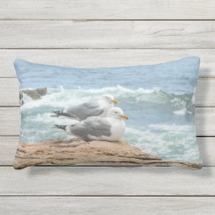 Maine Coast Acadia Ocean Seagulls Lumbar Cushion