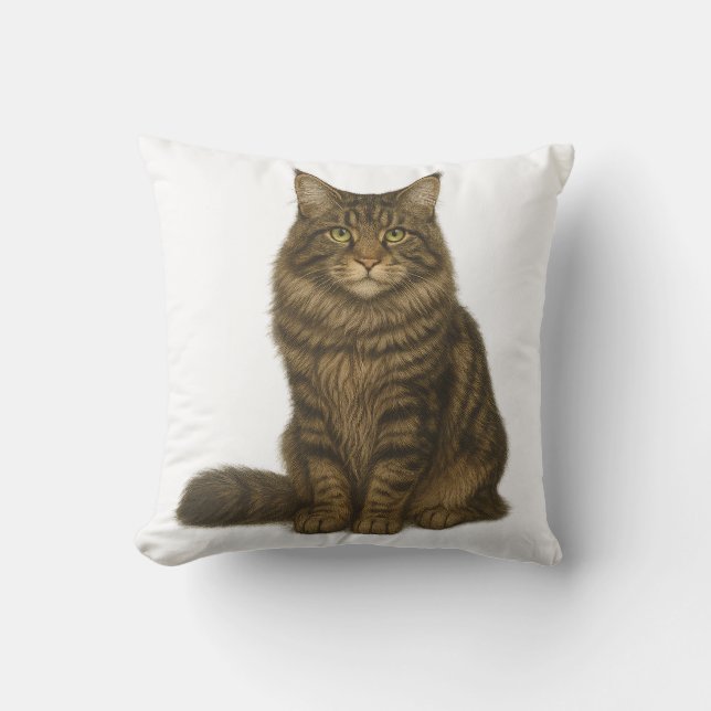 Maine Coon Brown Blotched Tabby Pillow (Front)