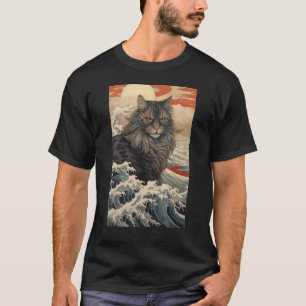 Maine Coon Cat Aesthetic Japanese Ukiyo e 2 T-Shirt