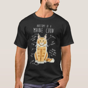 Maine Coon Cat Anatomy Cute Pet Cat Mum Cat Dad R T-Shirt