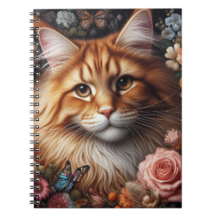 Maine Coon Cat and Pink Roses Cat Lovers  Notebook