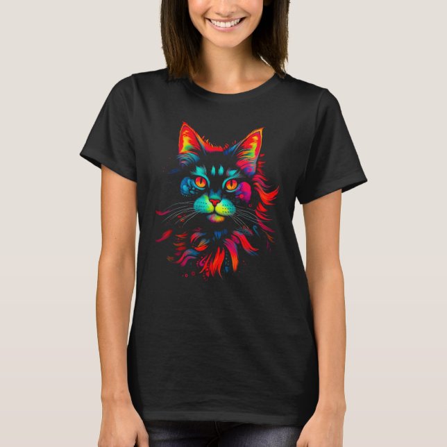 Maine Coon Cat Art T-Shirt (Front)