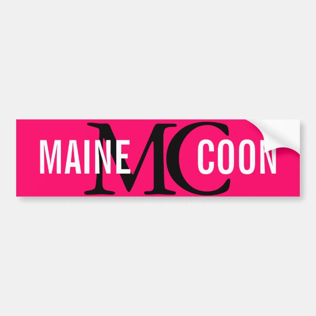 Maine Coon Cat Breed Monogram Bumper Sticker (Front)