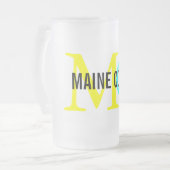 Maine Coon Cat Breed Monogram Frosted Glass Beer Mug (Front Left)