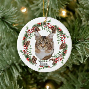 maine coon cat ceramic ornament