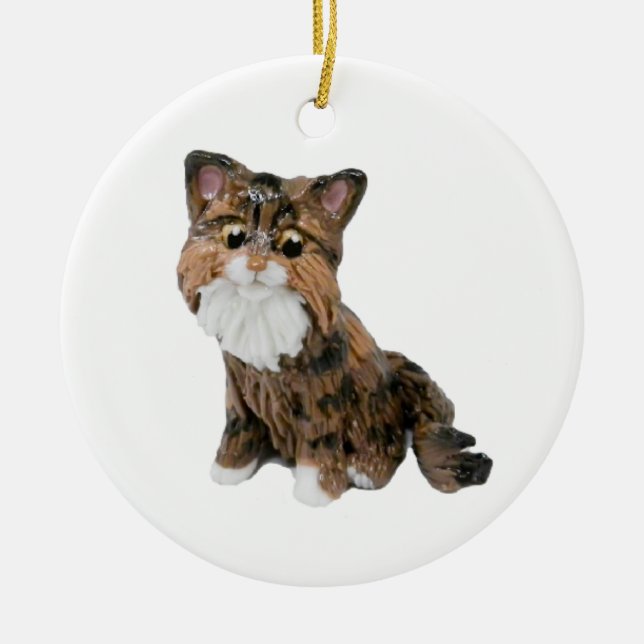 Maine Coon Cat Ceramic Ornament (Front)