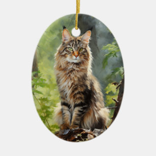 Maine Coon cat Ceramic Ornament