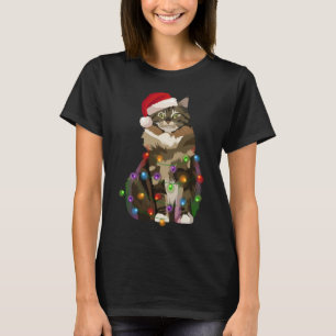 Maine Coon Cat Christmas Lights Xmas Cat Lover T-Shirt
