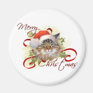 Maine Coon Cat Christmas Magnet