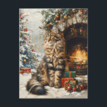 Maine Coon Cat Christmas Vintage Postcard<br><div class="desc">Celebrate the holidays with this Maine Coon Cat Christmas Vintage Postcard. Featuring a majestic Maine Coon cat amidst a festive vintage backdrop, this postcard is perfect for sending holiday greetings or adding to your collection. Embrace the nostalgic charm and warmth of the season with this beautifully detailed and heartwarming piece....</div>