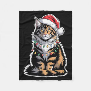 Maine Coon Cat Christmas Xmas Kitten Kitty Lover M Fleece Blanket