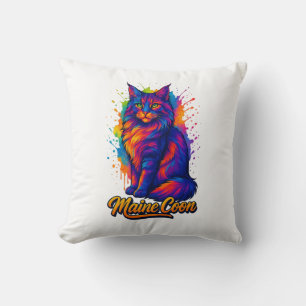 Maine Coon Cat – Colourful Pop Art Design for Cat Cushion
