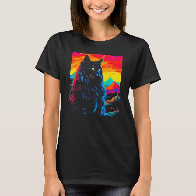 Maine Coon Cat Design T-Shirt (Front)