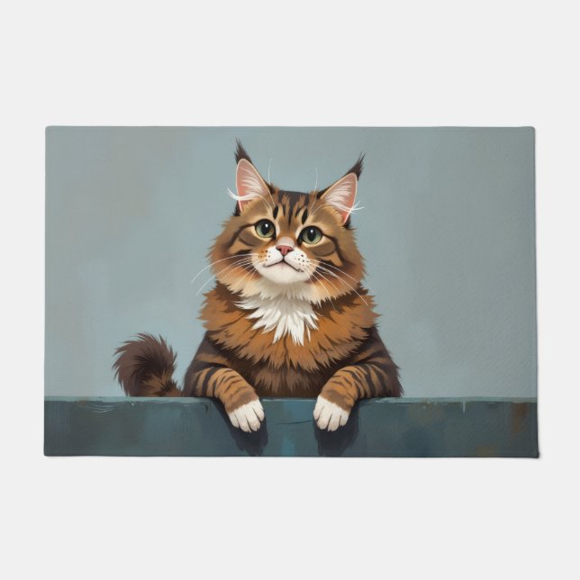 Maine Coon Cat Doormat Art (Front)