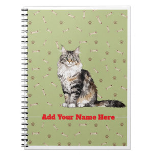 🐾 Maine Coon Cat Fish And Paws Notebook