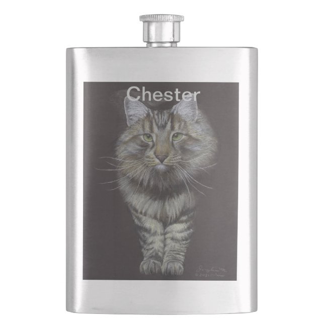 Maine Coon Cat Hip Flask (Front)
