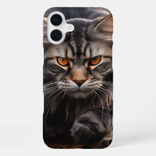 Maine Coon Cat hunting iPhone 16 Plus Case