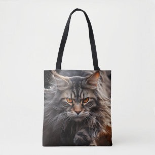 Maine Coon Cat hunting Tote Bag
