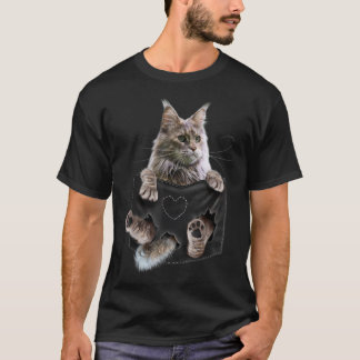 Maine Coon Cat in Pocket  T-Shirt