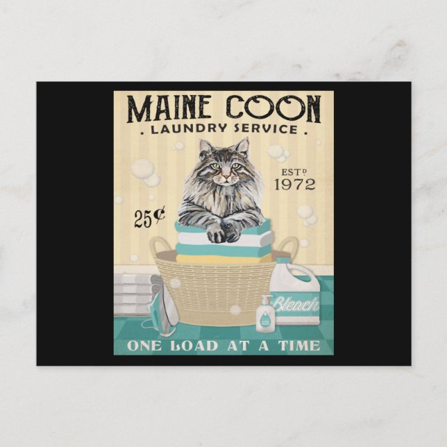 Maine Coon Cat Laundry Company 2 Postcard (Front)