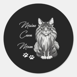 Maine Coon Cat Mom Classic Round Sticker