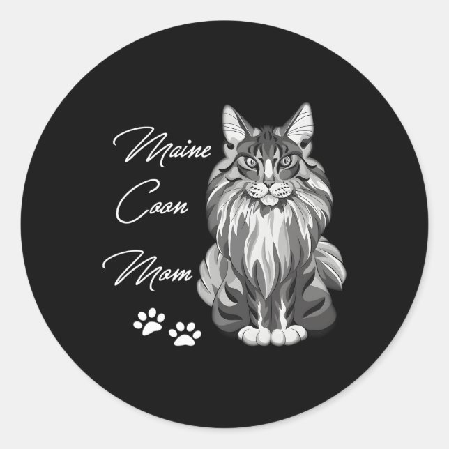 Maine Coon Cat Mum Classic Round Sticker (Front)