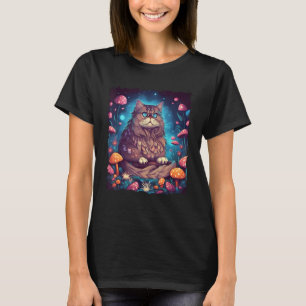 Maine Coon Cat Mushroom Art Feline Enthusiasts T-Shirt