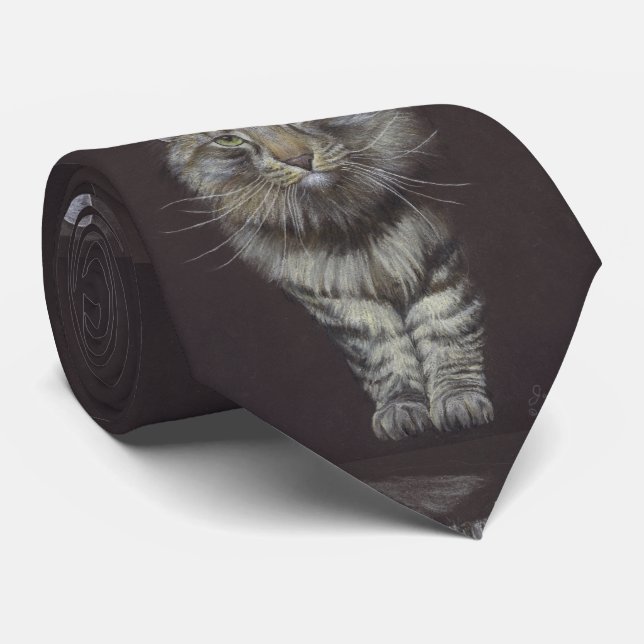 Maine Coon Cat Neck Tie (Rolled)