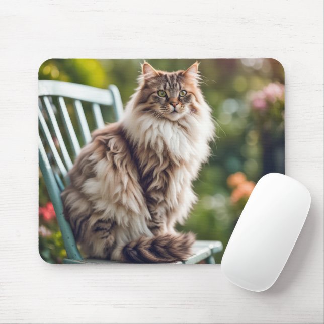 Maine Coon Cat On Chair Mouse Pad (With Mouse)