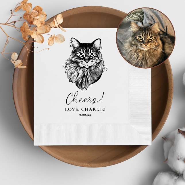 Maine Coon Cat Personalised Cheers Napkin (Creator Uploaded)