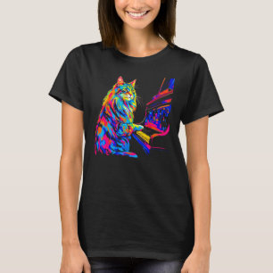 Maine Coon Cat Pianist T-Shirt