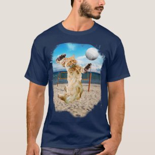 Maine Coon Cat Playing Beach Volleyball T-Shirt