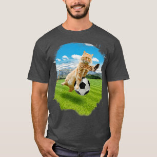 Maine Coon Cat Playing Soccer T-Shirt