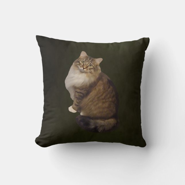 Maine Coon Cat Portrait Cushion (Front)