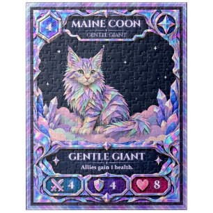 Maine Coon Cat, Rainbow Foil Art Jigsaw Puzzle
