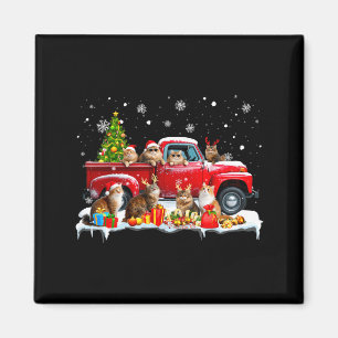 Maine Coon Cat Red Truck Christmas Tree Santa Ugly Magnet