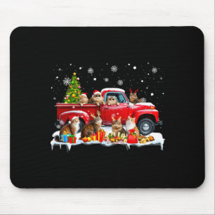 Maine Coon Cat Red Truck Christmas Tree Santa Ugly Mouse Pad