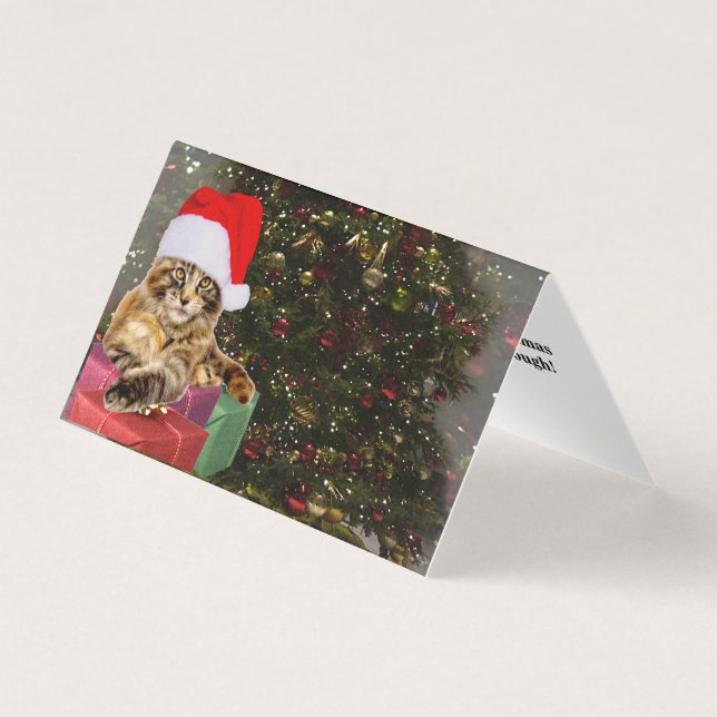 Maine Coon Cat Santa & Gifts Christmas Tree Behind (Front)