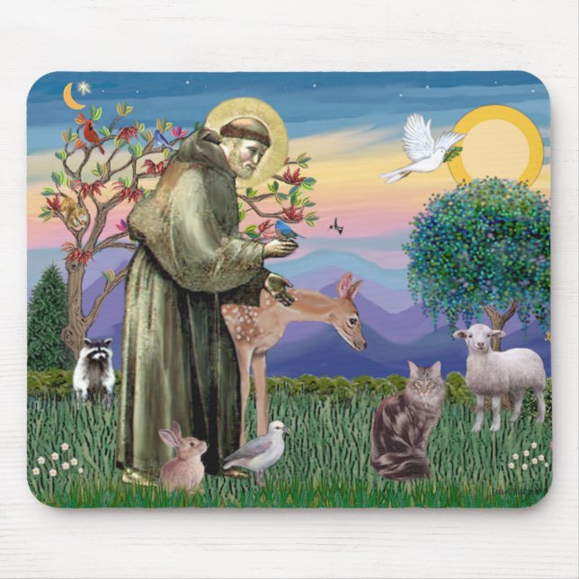 Maine Coon Cat  - St Francis Mouse Pad (Front)