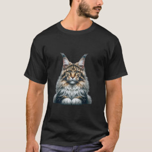 Maine Coon Cat Tee - Unique Artistic Feline Design