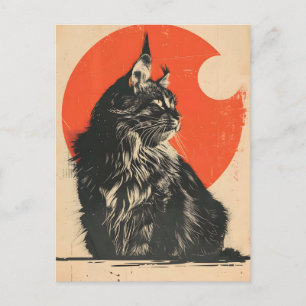 Maine Coon Cat Vintage Art Postcard